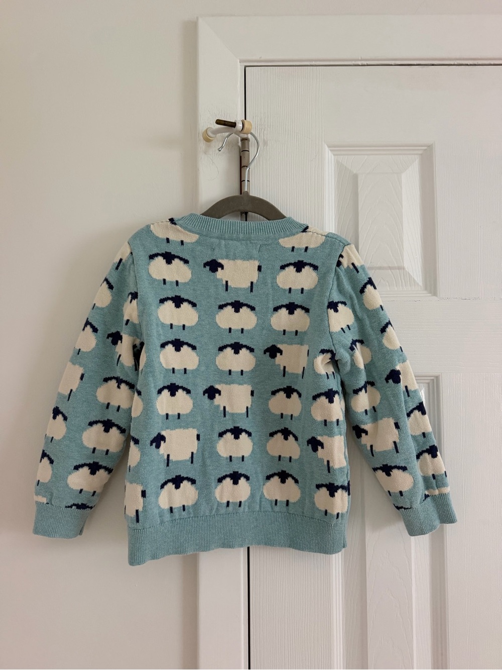 Mini Boden Kids' Novelty Cotton Jumper Sweater Blue Sheep 5 - Picture 4 of 6
